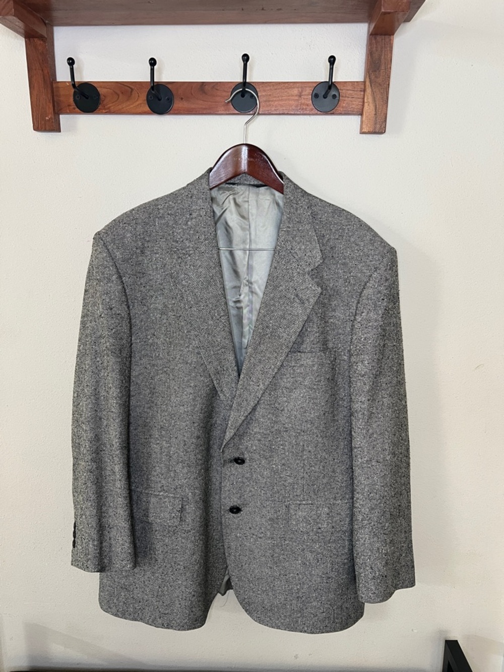 John Alexander 100% Silk Sport Coat Blazer Foley's Size 43R Gray Men's